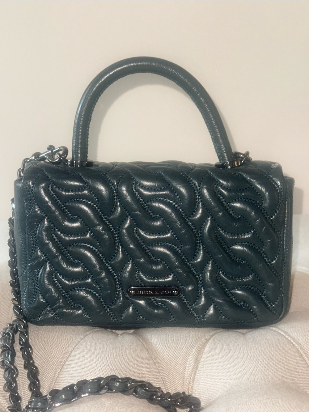 Rebecca Minkoff Double Gusset Crossbody in Discontinued Deep Jade Emerald Green